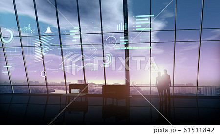 Business handshake in office and virtual infographics. 61511842