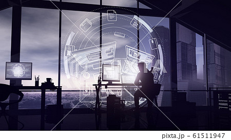 Web programmer and infographics in augmented reality. 61511947