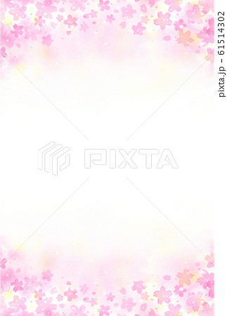 幻想的な桜の上下フレーム 縦 はがきサイズのイラスト素材
