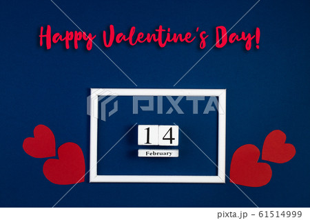 Creative Valentine Day romantic composition with with white photo frame. 61514999