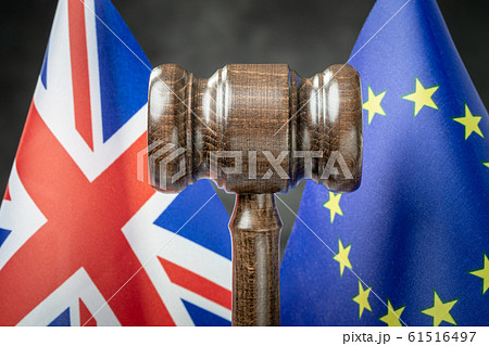 Gavel against EU and UK flags Gavel against EU and UK flags 61516497