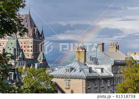 Buildings from Quebec in Canada, with a background 61518738