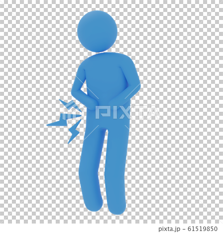 Stomach ache blue pictogram 3DCG image Stomach ache blue pictogram 3DCG image 61519850
