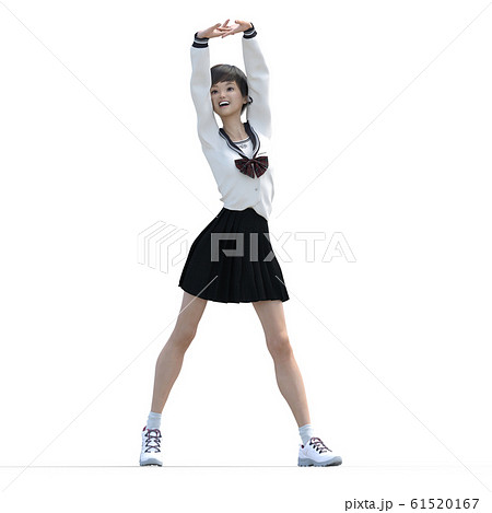 ポーズする学生　perming3DCG  イラスト素材 61520167