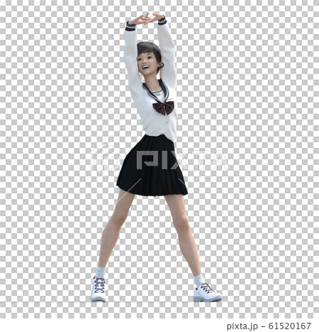 ポーズする学生　perming3DCG  イラスト素材 61520167