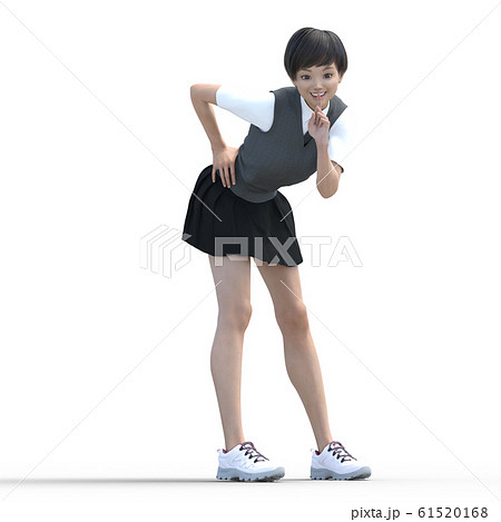ポーズする学生　perming3DCG  イラスト素材 61520168