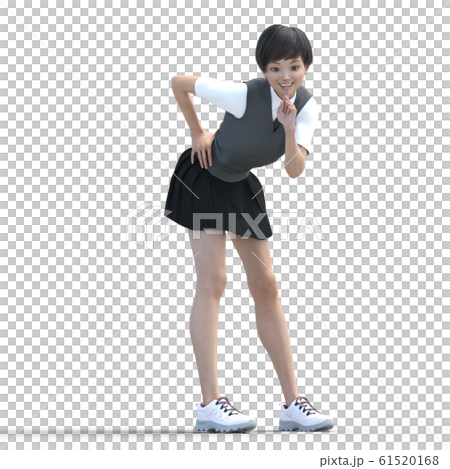 ポーズする学生　perming3DCG  イラスト素材 61520168