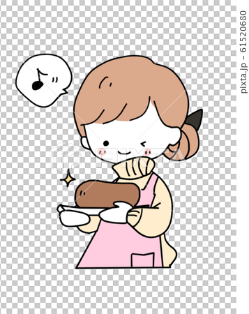 チョコレートケーキを作った女の子のイラスト素材