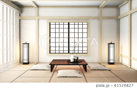 Ryokan living room japanese style with tatami mat 61520827