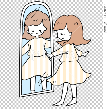 Girl Trying On One Piece Stock Illustration