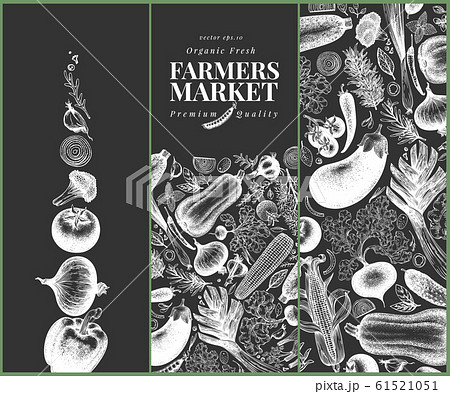 Vegetables hand drawn vector banner set. Retro Vegetables hand drawn vector banner set. Retro 61521051