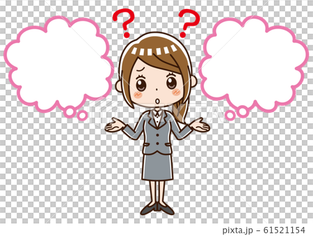 ビジネスウーマン　選択　吹きだし　悩む 61521154