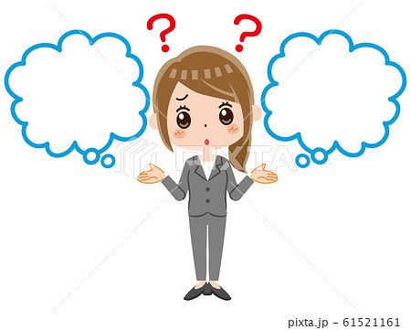 ビジネスウーマン　選択　吹きだし　悩む 61521161