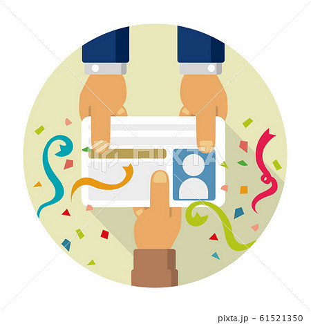 運転免許証の受け取り・免許返納・ライセンス取得 円形バナーイラスト 運転免許証の受け取り・免許返納・ライセンス取得 円形バナーイラスト 61521350