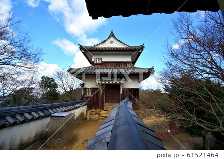 青空の下　冬枯れの備中松山城　 61521464