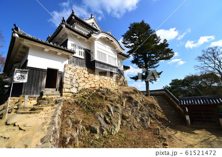 青空の下　冬枯れの備中松山城　 61521472