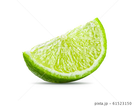 Juicy slice of lime isolated on white background 61523150