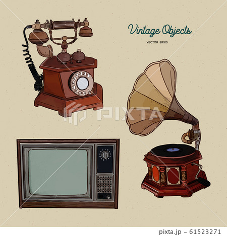 Vintage object set, hand draw sketch vector. 61523271