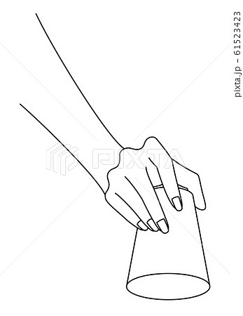 コップを逆さに持つ女性の手元のイラスト素材