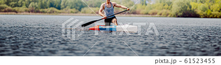 panorama athlete canoeist rowing panorama athlete canoeist rowing 61523455