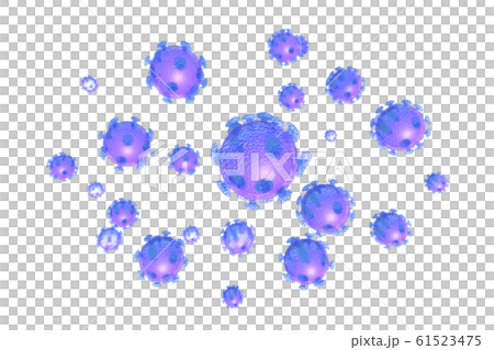 コロナウイルスのイラスト 透過素材　（コンピューターグラフィック） 61523475