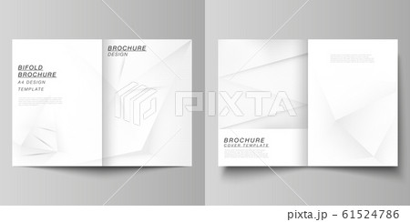 Vector layout of two A4 cover mockups design templates for bifold brochure, flyer, cover design, book design, brochure cover. Halftone dotted background with gray dots, abstract gradient background. 61524786