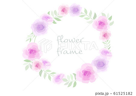 紫とピンクの花のリースのイラスト素材