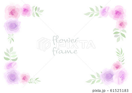 紫とピンクの花のフレームのイラスト素材