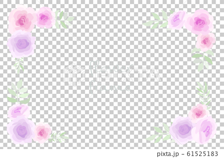 紫とピンクの花のフレームのイラスト素材