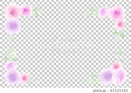 紫とピンクの花のフレームのイラスト素材