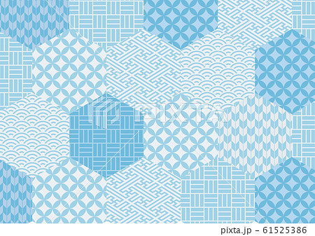 和柄フレーム 水色 青 和柄 壁紙のイラスト素材 61525386 Pixta