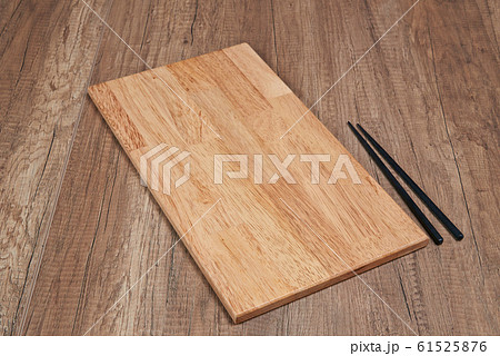 Elegant wooden tray on textured table 61525876
