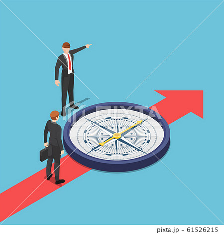 Isometric businessman with compass advice his 61526215