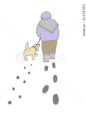 高齢者と犬の散歩のイラスト素材