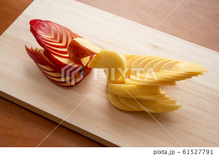 fruit carving apple swan