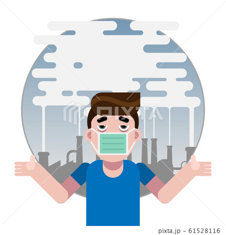 Sad Man in the Industrial Factory with Pollution 61528116