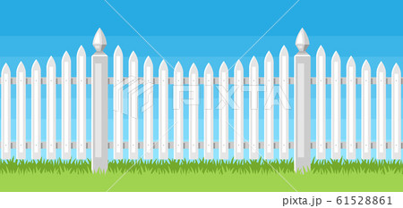 Illustration of white wooden fence. 61528861