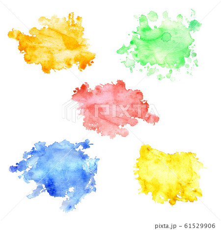 Set of watercolor stains with splashes and stains. 61529906