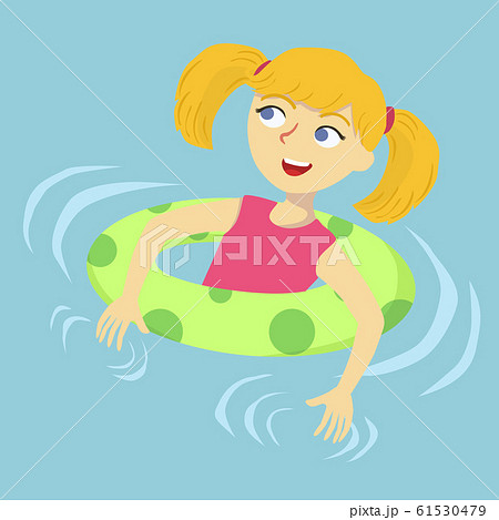 Girl Floating in Swimming Pool Cartoon Vector - Stock Illustration  [61530479] - PIXTA