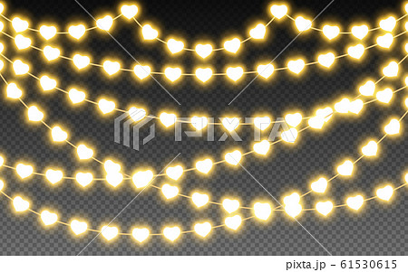Heart yellow light garland valentines love vector 61530615
