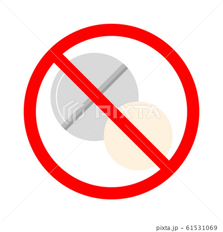 Pills in the red sign vector isolated. Say no to narcotic 61531069
