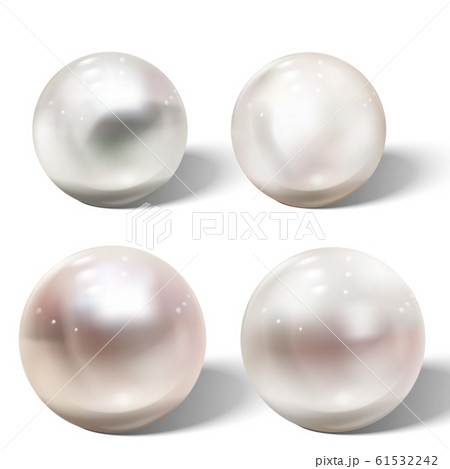Realistic shiny natural sea pearl with light effects. 61532242