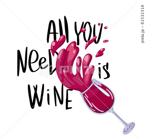 Splash of red wine from a wine glass, lettering from behind. Vector illustration for print design. 61532316