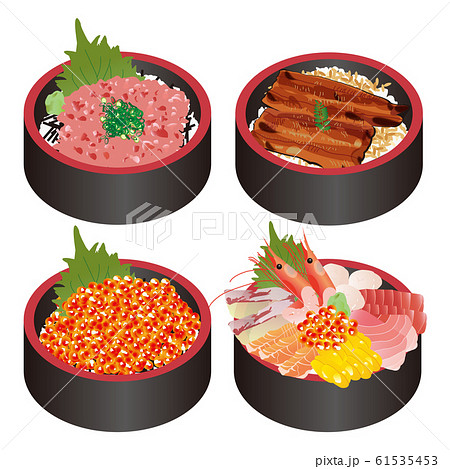 海鮮丼バリエーション4のイラスト素材