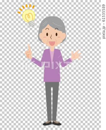 Flashing, inspiration, idea, elderly woman Flashing, inspiration, idea, elderly woman 61535589