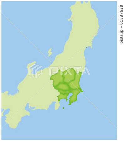 地方別の日本地図の半立体のイラスト 関東地方 拡大 47都道府県別