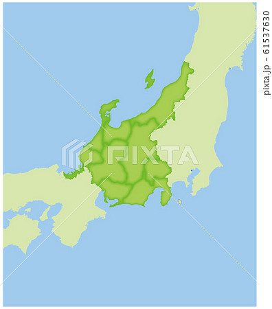 地方別の日本地図の半立体のイラスト 中部地方 拡大 47都道府県別データ グラフィック素材のイラスト素材