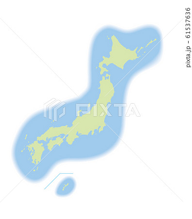 海に囲まれた日本地図のイラスト グラフィック素材 排他的経済水域のイメージのイラスト素材