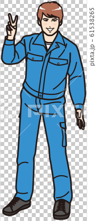 Man in work clothes doing pace sign Man in work clothes doing pace sign 61538265