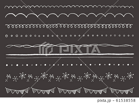 手描きのラインとガーランドのセットのイラスト素材